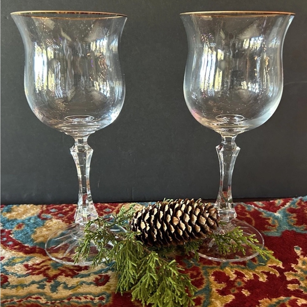 2 Halifax by Towle Crystal Wine Water Glasses Glassware 7‎ 3/8'' Excellent